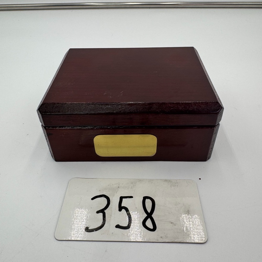 Vintage Wooden Jewelry Keepsake Box Brass Plate Red Velvet Lined Small Storage